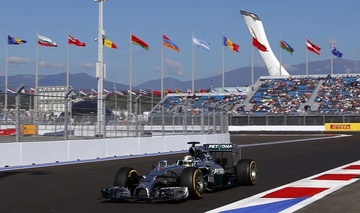 Lewis Hamilton drives during a Russian GP practice session Lewis Hamilton Mercedes