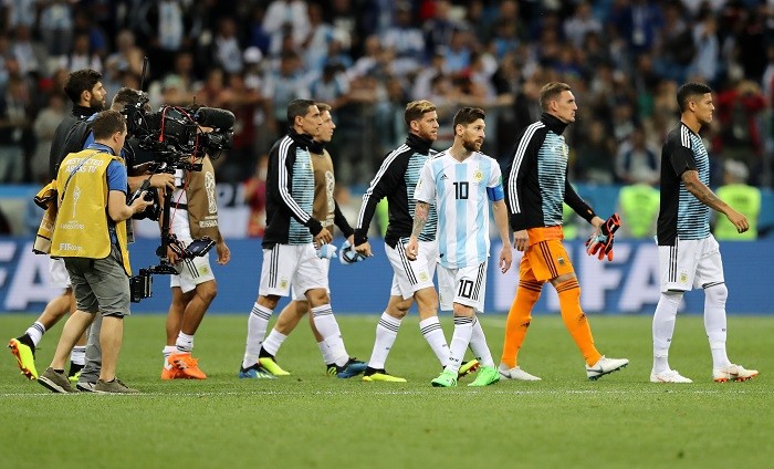 Lionel Messi and Argentina on the field during World Cup 2018 Lionel Messi Argentina