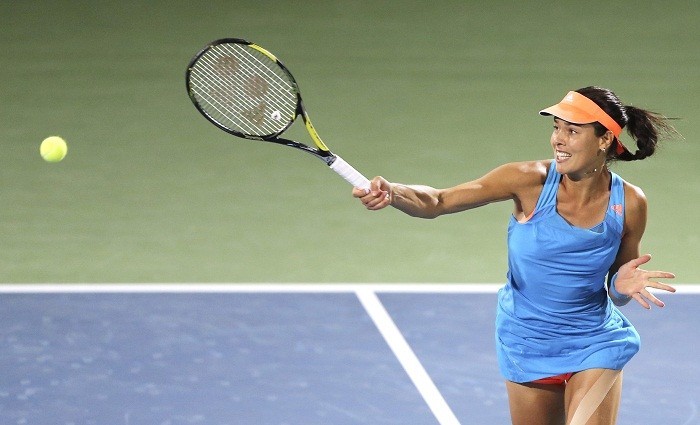 Ana Ivanovic fires a return during her win over Angelique Kerber in the Dubai Duty Free Tennis Championships, 18 February. Reuters Ana Ivanovic