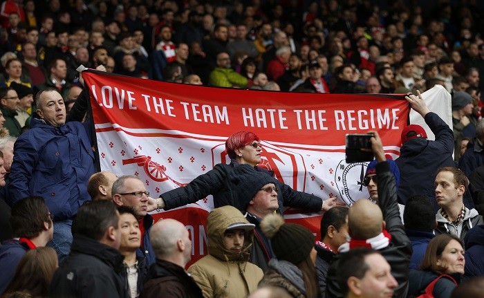 Arsenal fans, banner, Arsene Wenger, Arsenal, Stan Kroenke