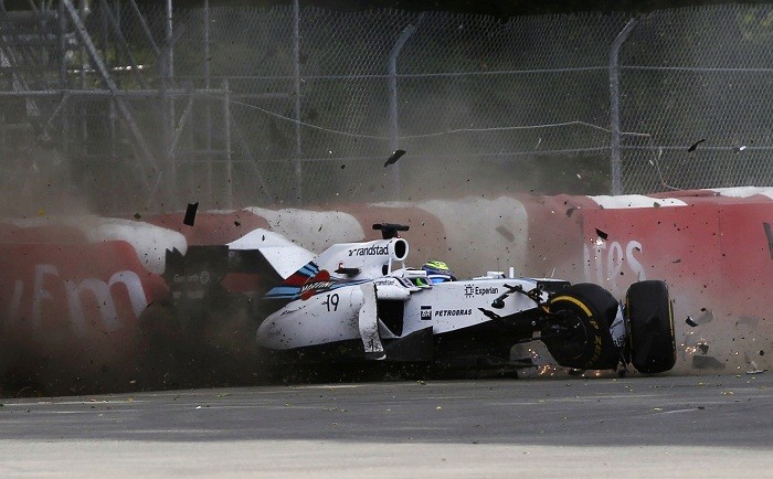 Williams' Felipe Massa crashes during the Canadian GP. Felipe Massa Crash