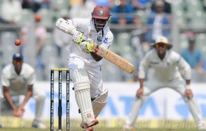 Shivnarine Chanderpual of West Indies plays a shot. Shivnarine Chanderpaul West Indies