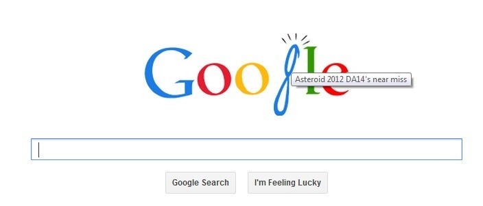 Google Doodles Asteroid 2014 DA14 Phenomena Google Doodles Asteroid 2014 DA14 Phenomena