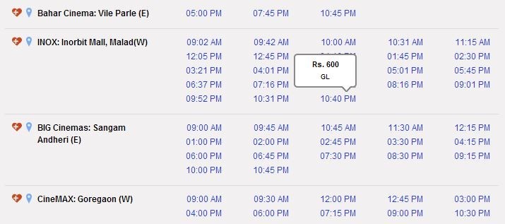 Krrish 3 ticket rates in INOX Malad, Mumbai Krrish 3