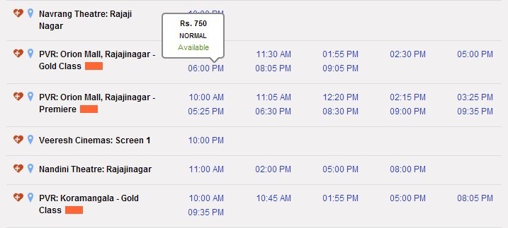 Krrish 3 ticket rates in Bangalore Krrish 3