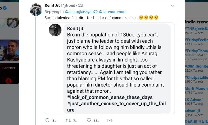Twitterati's reply to Anurag Kashyap Twitterati's reply to Anurag Kashyap