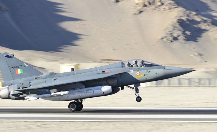 A LCA Tejas seen lifting off during a test run by the Indian Air Force. LCA Tejas