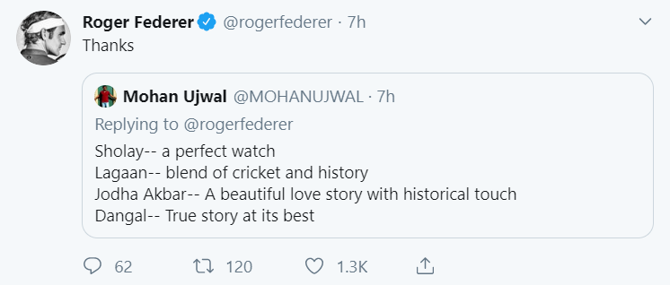 Roger Federer Tweet