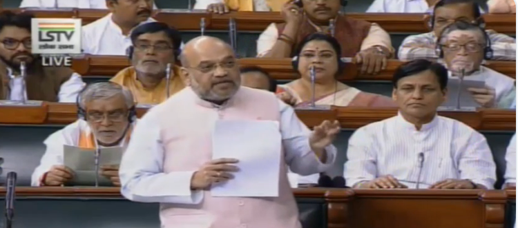 Union Home Minister and BJP President Amit Shah addressing the Lok House in New Delhi. Amit Shah