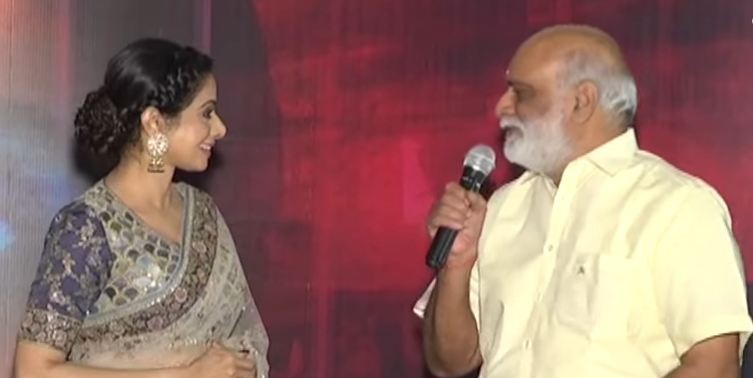 Sridevi with K Raghavendra Rao at Mom trailer launch in Hyderabad Sridevi with K Raghavendra Rao at Mom trailer launch in Hyderabad