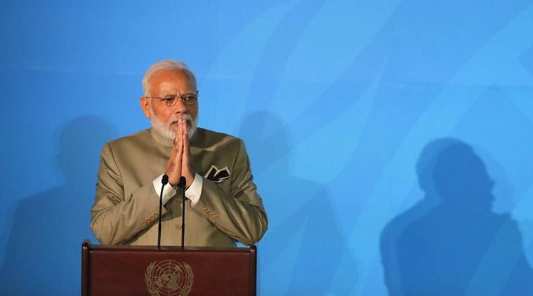 Indian Prime Minister Narendra Modi at the UN summit on Climate Change. Modi climate change