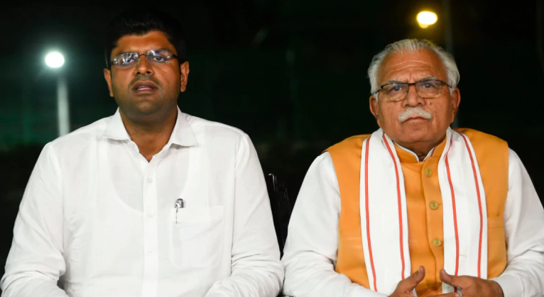 Image: PTI ML Khattar and Dushyanth Chautala
