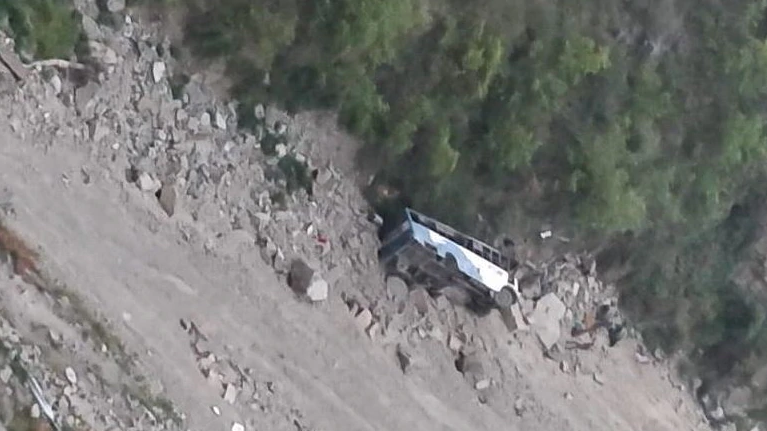 The bus on Pathankot-Dalhousie route skidded off the road and fell into a deep gorge. himachal bus accident