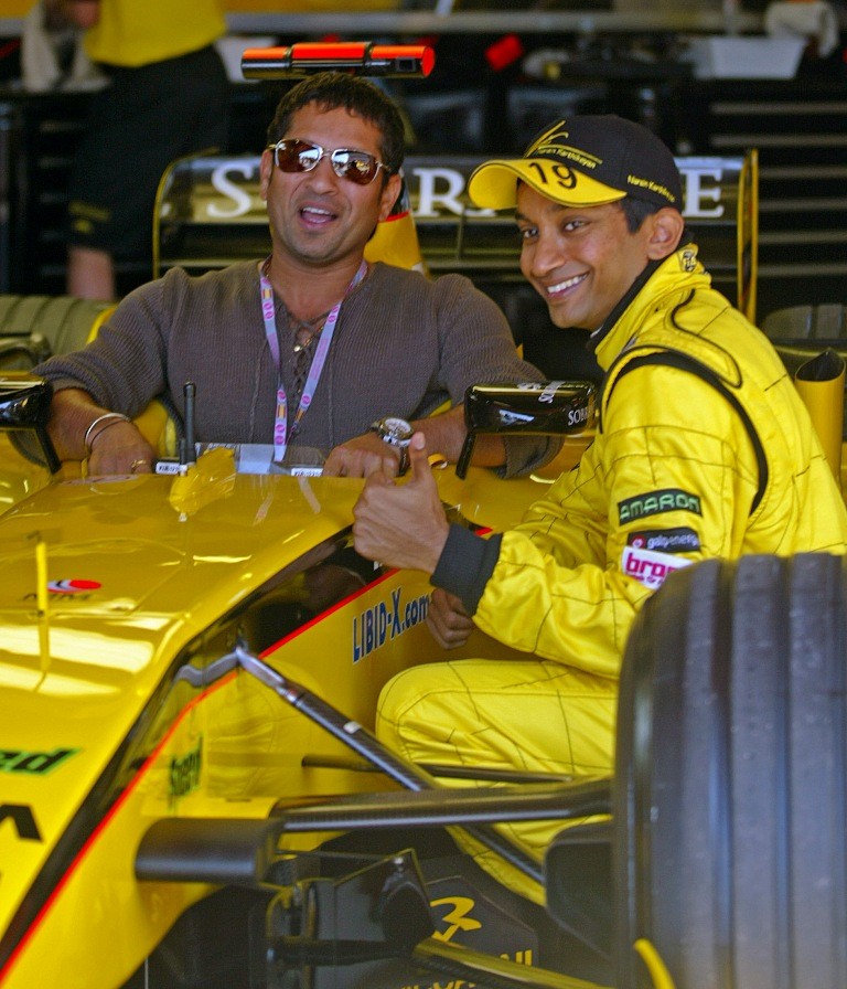 Sachin Tendulkar and Narain Karthikeyan Sachin Tendulkar and Narain Karthikeyan