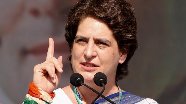 Priyanka Gandhi Vadra addresses a rally. Priyanka Gandhi Vadra