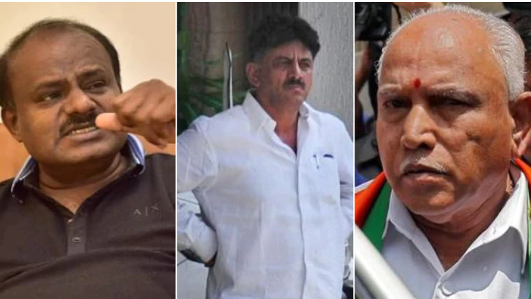 From left: HD Kumaraswamy, DK Shivakumar and BS Yeddyurappa. kumaraswamy cm