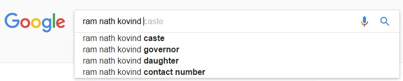 Ram Nath Kovind's Google search result Ram Nath Kovind google search result