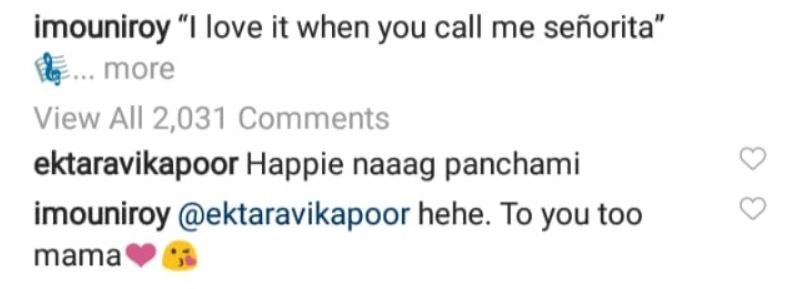 Ekta Kapoor's comment on Mouni Roy's picture