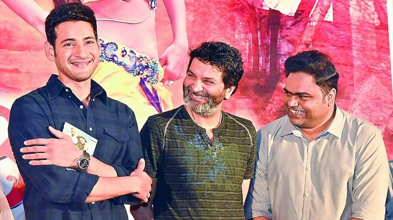 Vamshi Paidipally with Mahesh Babu and Trivikram Srinivas Vamshi Paidipally with Mahesh Babu and Trivikram Srinivas