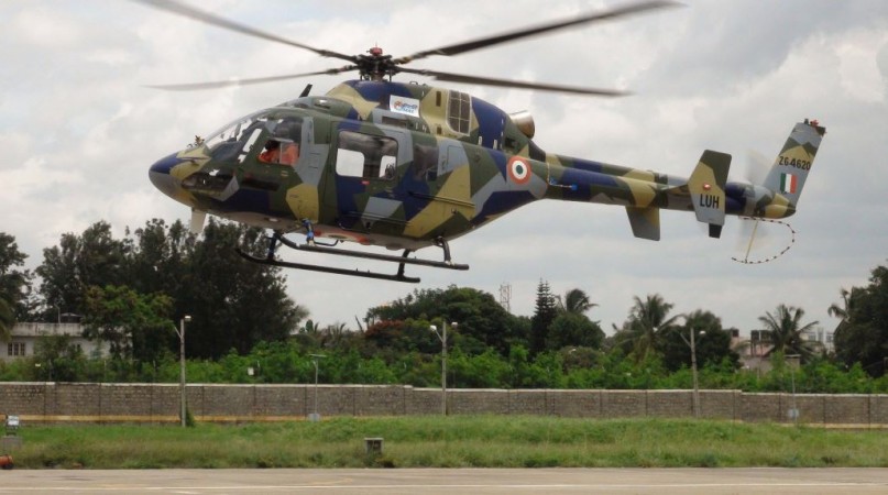 The flight test of the Light Utility Helicopter (LUH) of Hindustan Aeronautics Limited (HAL) in Bengaluru. HAL is separately trying to sell the LUH to Indian Navy even while bidding to take part in the light utility helicopter programme as the local partner. HAL Light Utility Helicopter