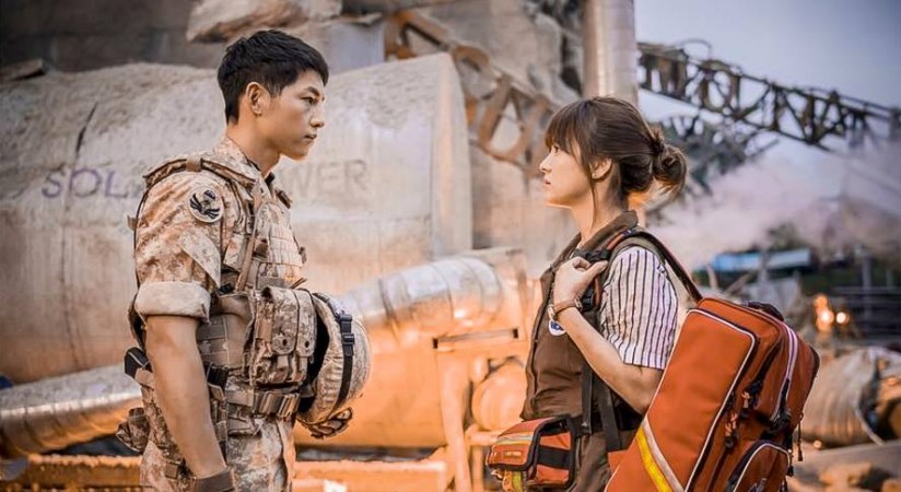 Pictured: Song Joong Ki and Song Hye Kyo in Descendants of the Sun