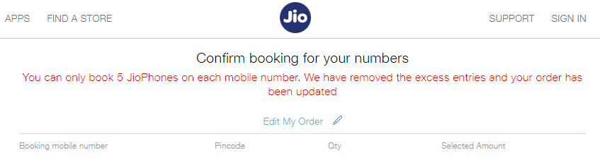 Order up to 5 JioPhones at once Order up to 5 JioPhones at once