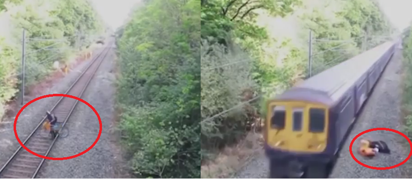 Rail worker risks life to save 'drunk' cyclist Rail worker risks life to save 'drunk' cyclist