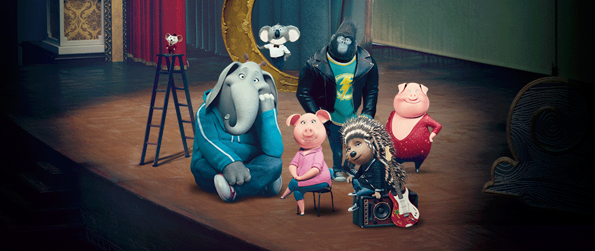 The animated characters from the movie, Sing Sing the movie