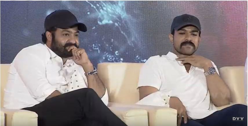 Junior NTR and Ram Charan at RRR press meet Junior NTR and Ram Charan at RRR press meet