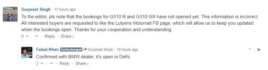 BMW G 310 R, BMW India