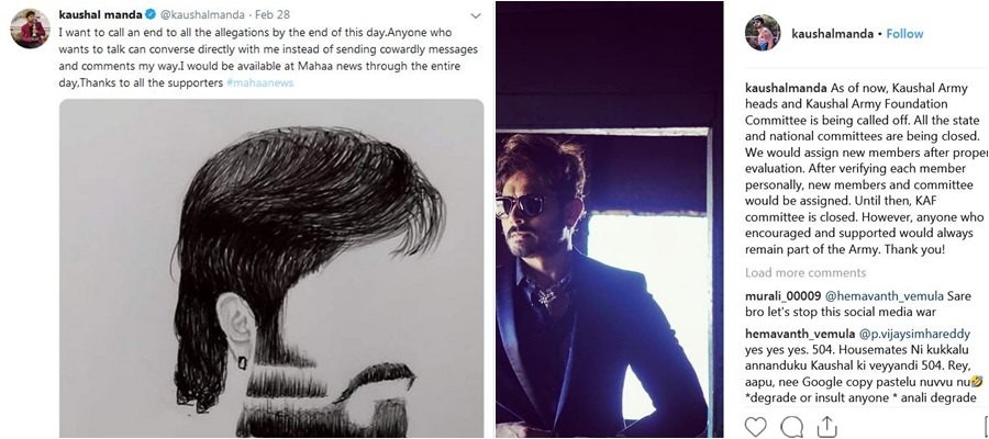 Screenshots of Kaushal Manda Twitter and Instagram post Kaushal Manda Twitter and Instagram post