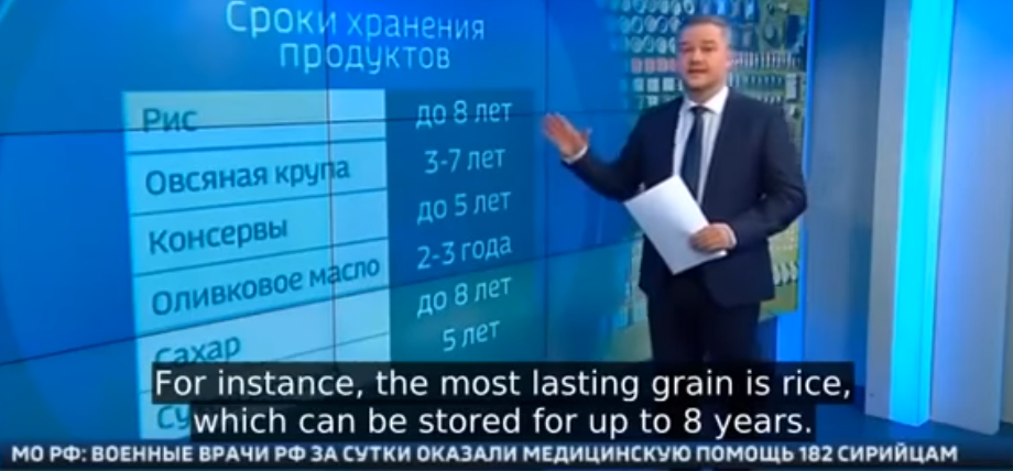 Russian TV issues list of essentials for World War III bomb shelters. russian TV