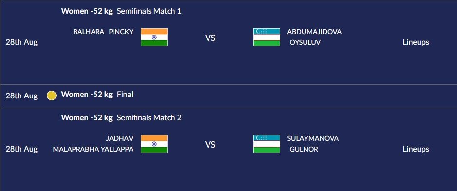 Kurash - 52kg women's semi-finals lineup. Asian Games 2018