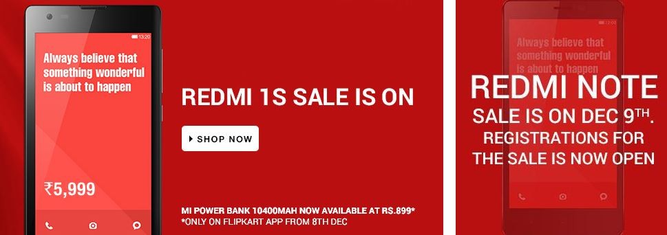 Xiaomi Redmi Note Flipkart Flash Sale Round 2 to Take-off on 9 December; Redmi 1S Now Available Online with No Registration Xiaomi Redmi Note Flipkart Flash Sale Round 2 to Take-off on 9 December; Redmi 1S Now Available Online with No Registration