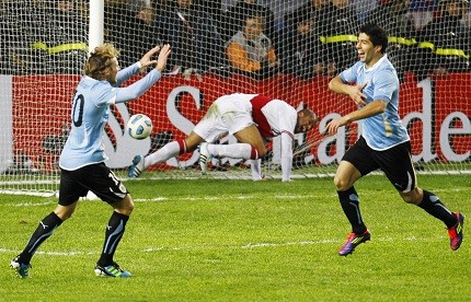 Diego Forlan and Luis Suarez