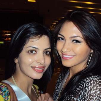 Miss International participant of India Ankita Shorey with another participant. Ankita Shorey