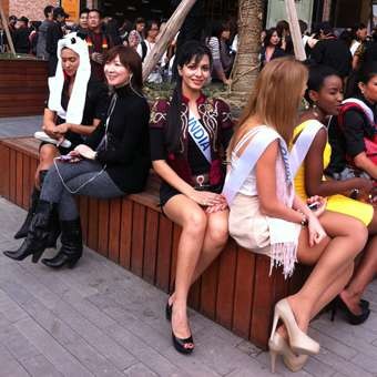 Miss International participant of India Ankita Shorey with other participants. Ankita Shorey