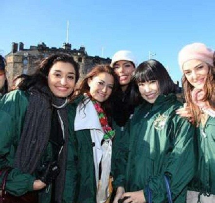 Kanishtha Dhankhar (L), with other contestants, on a sightseeing tour of Scotland ahead of the Kanishtha Dhankhar