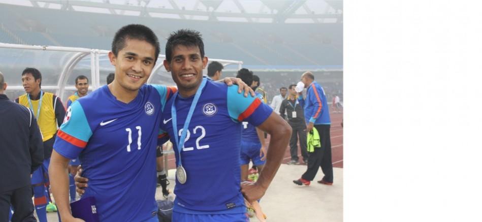 Sunil Chhetri with team-mate Sunil Chhetri with team-mate
