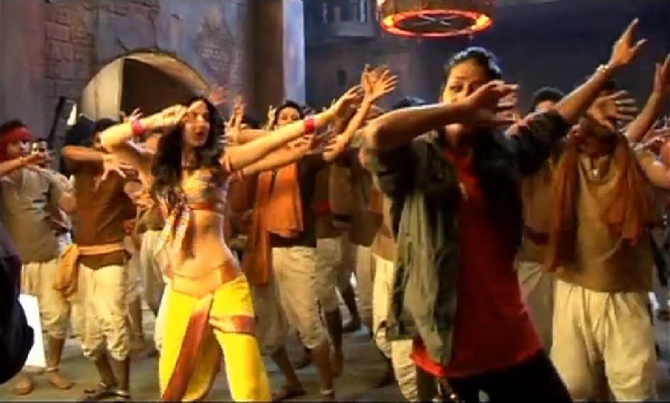 A screenshot of making of Chikni Chameli video clip. Making of Chikni Chameli