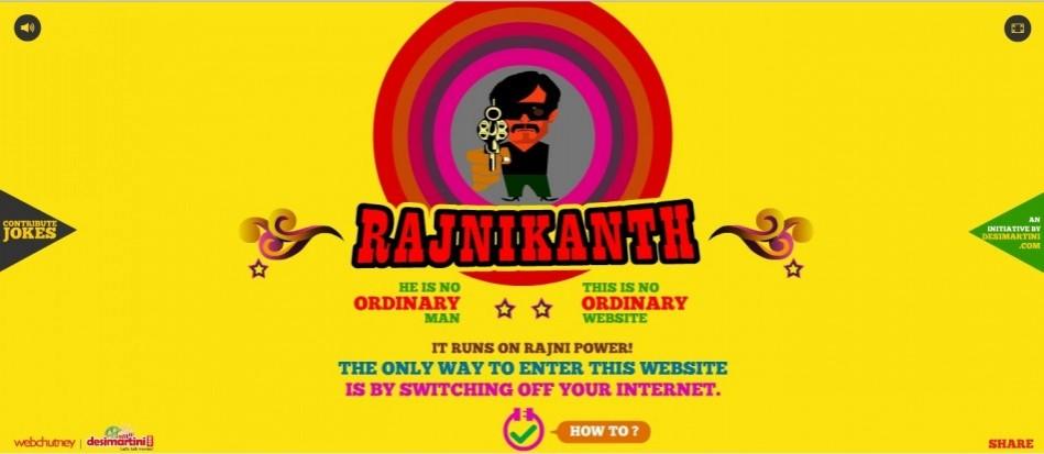 A screen shot of actor Rajinikanth's website that runs without internet. Rajinikanth's website