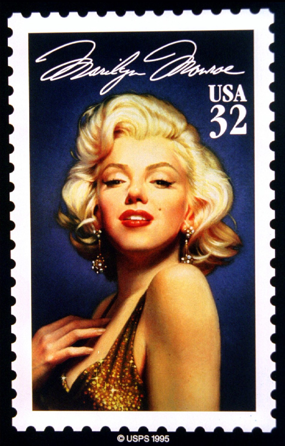 The new US postage stamp commerating actress Marilyn Monroe, was unveiled in New York January 5, 1995.
Marilyn Monroe