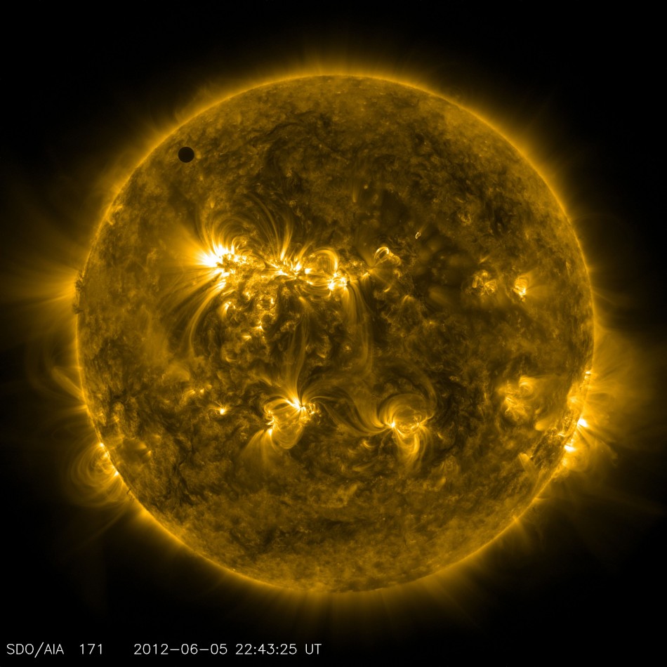 NASA image shows the planet Venus at the start of its transit of the Sun. NASA image shows the planet Venus at the start of its transit of the Sun