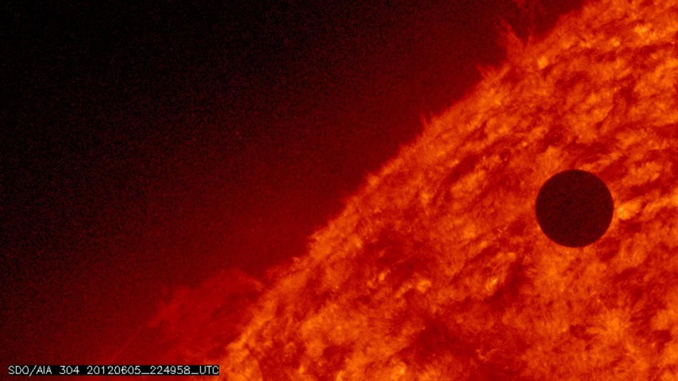 NASA image shows the planet Venus at the start of its transit of the Sun Venus Transit