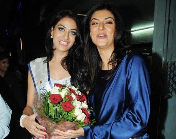 Actress Sushmita Sen (R) with Miss Asia Pacific 2012 Himangini Singh Yadu (L). Image: Facebook. Actress Sushmita Sen (R) with Miss Asia Pacific 2012 Himangini Singh Yadu (L).