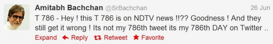 Amitabh Bachchan's 786th tweet. Amitabh Bachchan's 786th tweet.