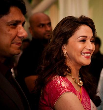 Madhuri Dixit with husband Dr. Nene at Esha Deol and Bharat Takhtani’s reception (Facebook) Esha Deol and Bharat Takhtani’s reception