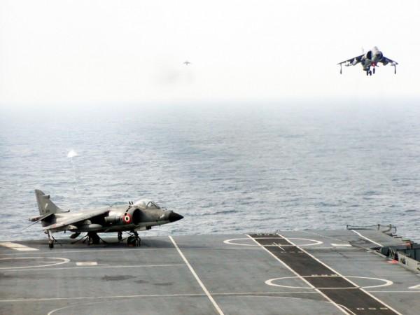 Sea Harrier landing in progress