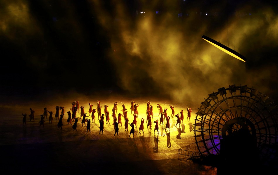 Performers take part in the opening ceremony of the London 2012 Olympic Games. London 2012 Olympic