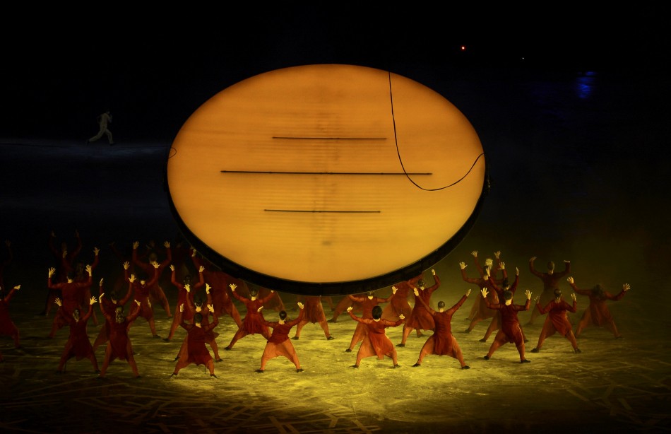 Performers take part in the opening ceremony of the London 2012 Olympic Games. London 2012 Olympic
